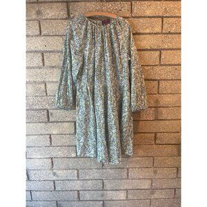 J.Crew X Liberty Fabric Floral Smocked Waist Long Sleeve Dress XL Tall Cotton Bl